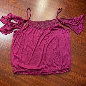 *NWT Aeropostale Pink Peekaboo Shoulder Top, Small